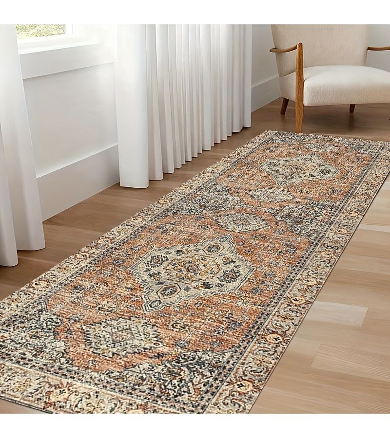 Vintage Persian Style Carpet Runner 60 X 150cm Non Slip Machine Washable Soft Mat For Indoor Outdoor Kitchen Laundry Room Home Decor - Image 5