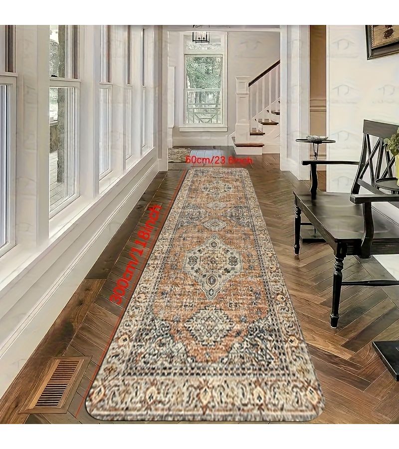 Vintage Persian Style Carpet Runner 60 X 150cm Non Slip Machine Washable Soft Mat For Indoor Outdoor Kitchen Laundry Room Home Decor - Image 4