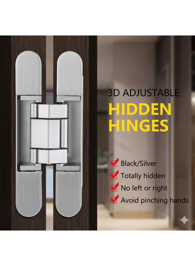 MHE Heavy-Duty Concealed Hinges – Hidden Door Hinges for Wooden & Flush Doors, Satin Silver Chrome Finish, 6 Inch (150mm) Pack of 2 - Image 4