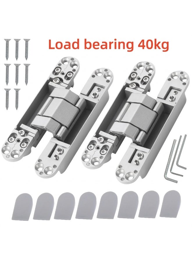 MHE Heavy-Duty Concealed Hinges – Hidden Door Hinges for Wooden & Flush Doors, Satin Silver Chrome Finish, 6 Inch (150mm) Pack of 2 - Image 1