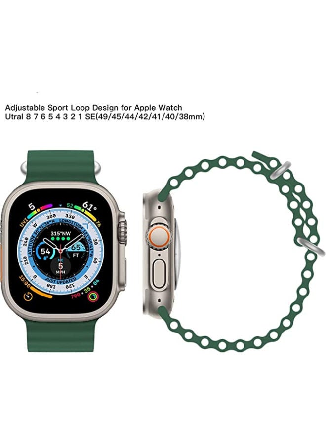 SHOPI Newest Silicone Ocean Watch Band For Apple Watch Series 8 7 6 5 4 3 2 1 SE Compatible With Apple Watch Band 42mm 44mm 45mm 49mm Replacement Women Mens, Sport  slides Strap for iWatch Ultra  - Image 2