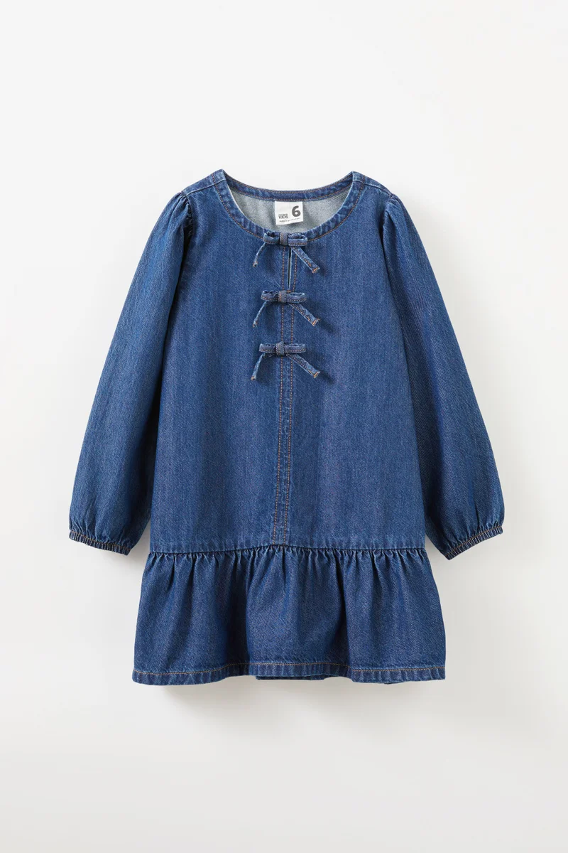 Cotton On Betty Bow Front Denim Dress