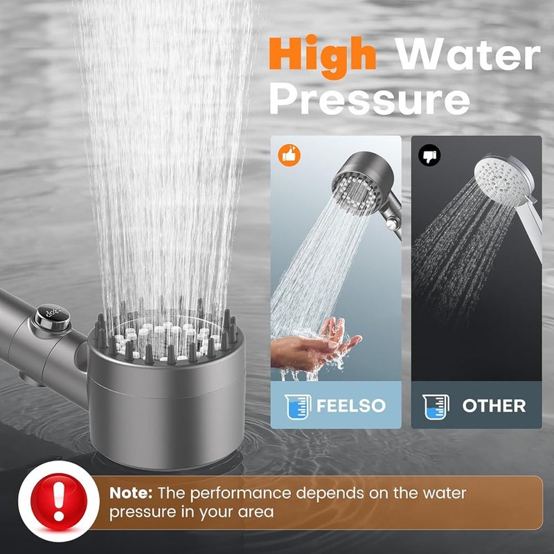 FEELSO رأس دش FEELSO بـ 3+1 أوضاع رش مع فلتر من 15 مرحلة ورشاشات مضادة للتسدد - Image 3