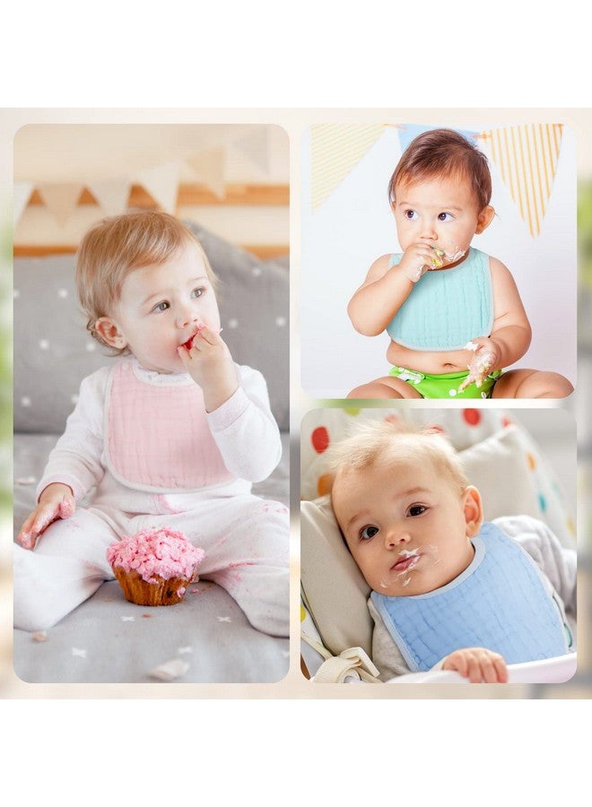 Loopeer Loopeer 10 Pcs Snap Muslin Bibs soft Baby Bibs for Boy Girl Infants Newborns for Teething Drooling(Colorful)  - Image 3