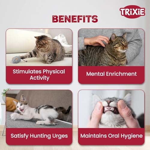 Trixie: - Wriggle Up Mouse Plush Cat Toy | Interactive Cat Toy, Made with Non-Toxic Polyester | A Classic Mouse Shape Toy, Stimulates Your Kitten’s Natural Hunting Instincts – 8 cm - Image 4