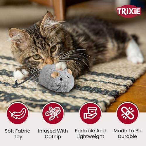 Trixie: - Wriggle Up Mouse Plush Cat Toy | Interactive Cat Toy, Made with Non-Toxic Polyester | A Classic Mouse Shape Toy, Stimulates Your Kitten’s Natural Hunting Instincts – 8 cm - Image 3