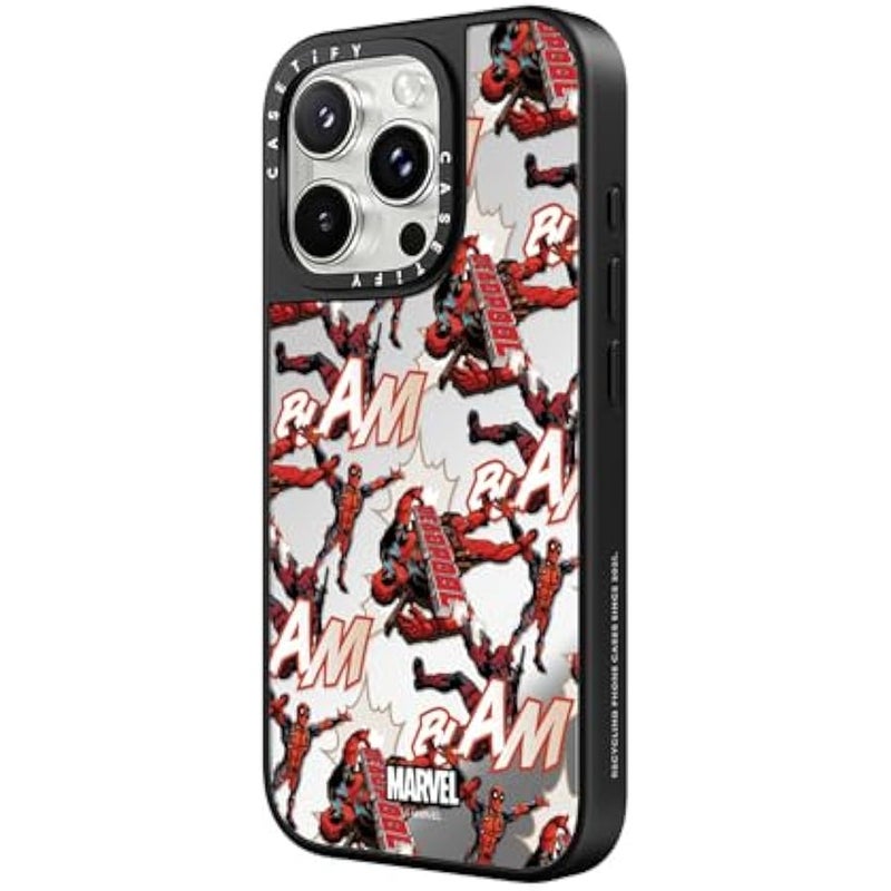 Casetify Mirror iPhone 16 Pro Max Case 【Deadpool & Wolverine Co-Lab / 4.9ft Drop Protection/Magsafe】 - Deadpool Pattern Case - Silver on Black - Image 5