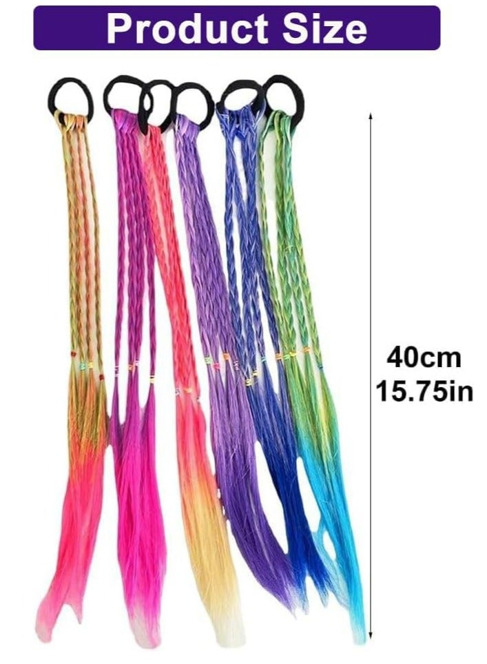 Oasisgalore 10 PCS 16" Multi-Color Kids' Hair Extensions Braids, for Cosplay, Parties  - Image 2