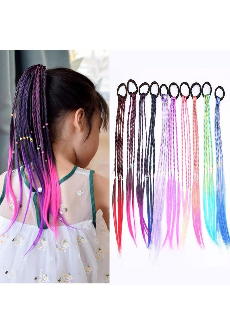 Oasisgalore 10 PCS 16" Multi-Color Kids' Hair Extensions Braids, for Cosplay, Parties  - Image 1