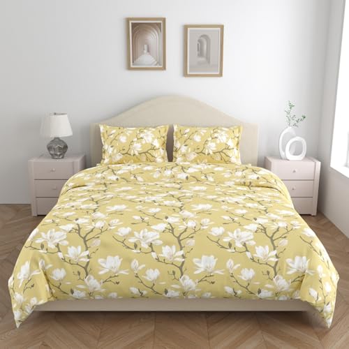 haus & kinder Bedsheet for King Size Bed | 144 TC | Pure Cotton King Size Bedsheet for Double Bed with 2 Pillow Covers (108 x 108 Inches) Perfect for Home Décor Goldem Bloom Trellis - Image 3