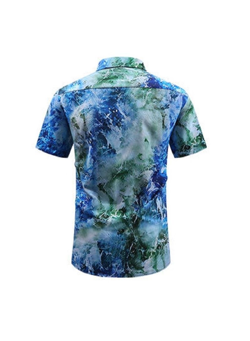 Loquat Summer Retro Printed Men's Short Sleeved Shirt  - Image 2