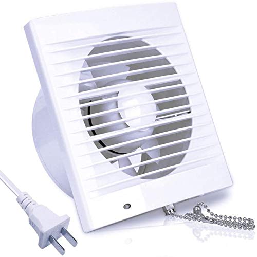 SAILFLO 4 Inch Wall-Mounted Exhaust Fan, 12W Ventilation Extractor with Anti-backflow Check Valve Chain Switch for Window Duct Glass Grow Tent Bathroom Vents - 6"×6" Grid Panel - Small Size - Image 1