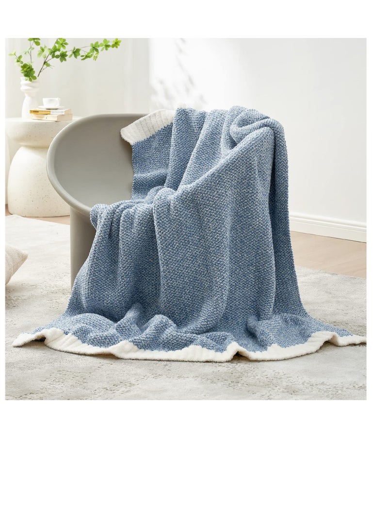 Excefore Soft Fluffy Throw Blanket, 50 x 60 inch Warm Throws for Couch, Reversible Super Cozy Blankets, Fuzzy Plush Lightweight Throw Blankets for Sofa, Bed, Living Room, Heather Blue  - Image 2