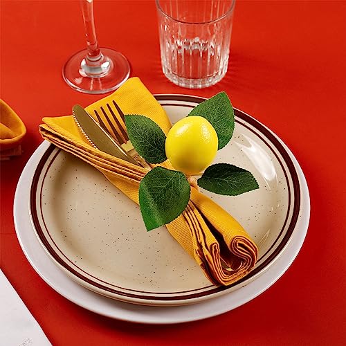 wonlex Handmade Napkin Rings Set of 4, Yellow Faux Lemon with Vine Napkin Ring for Wedding, Dinner Party, Banquet, Serviette for Christmas, Thanksgiving Day, Birthday (Lemon) - Image 5