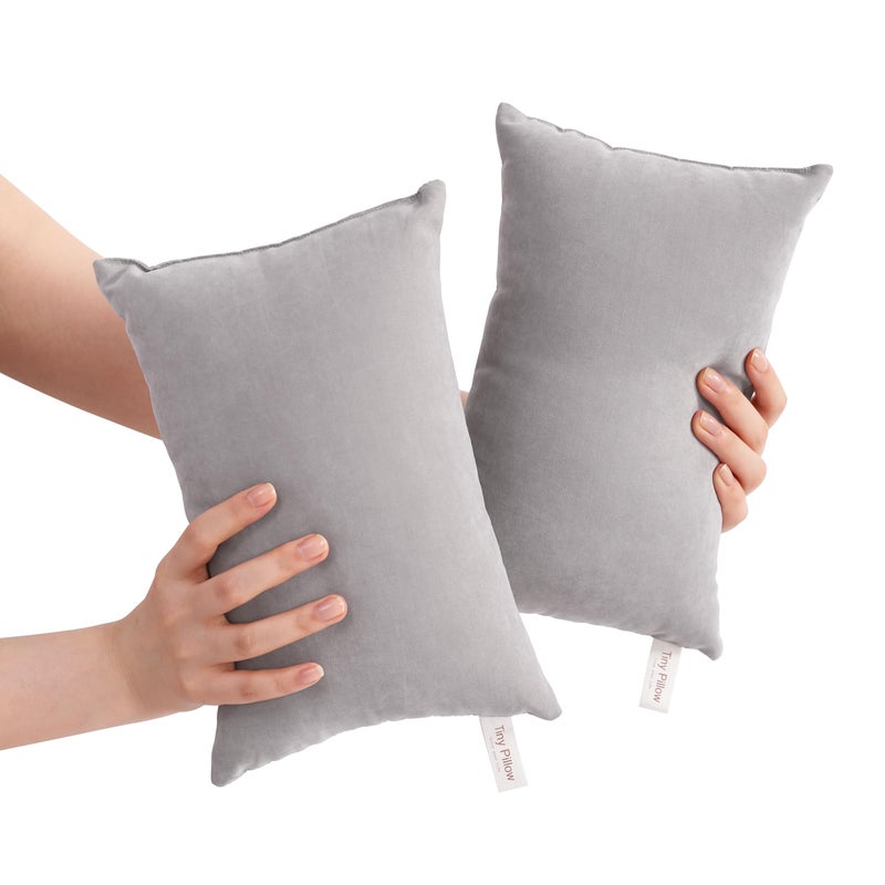 BEDSUM 2 Pack Tiny Pillows 11x7 Microfiber Mini Pillow for Travel Pets Soft and Machine Washable Small Pillows for Neck Wrist and Knee Comfort Light Grey