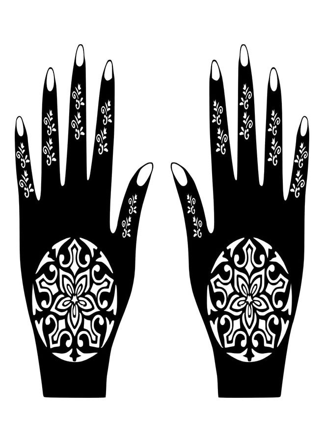 VANVATI Easy to Use Mehndi Stencil for Quick Henna Designs Left & Right Hand Design Set Easy to Apply - Image 1