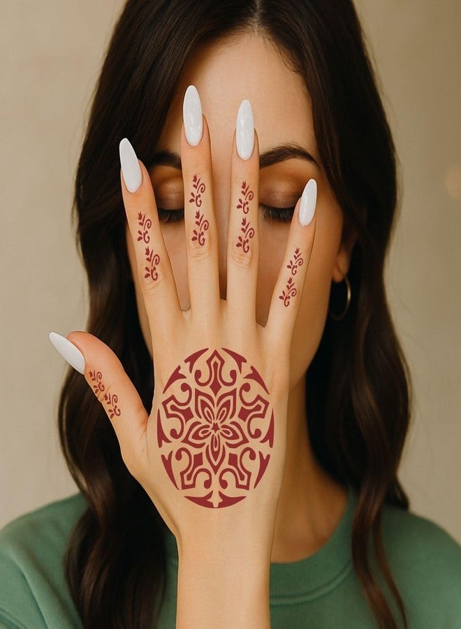 VANVATI Easy to Use Mehndi Stencil for Quick Henna Designs Left & Right Hand Design Set Easy to Apply - Image 4