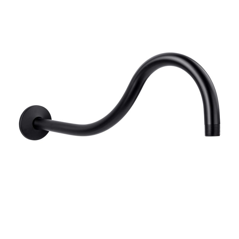 Shower Head Extension Arm by JS Jackson Supplies 16 inch Assembled Length High Arc Long Extender Pipe Great for Rain Fall Showerhead Black Finish