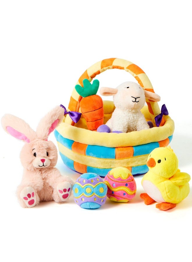 JOYIN 7 Pcs Easter Basket Plushies playset Easter Basket Stuffers Toys for Easter Party Favors Plush Easter Basket for Kids of All Ages - Image 1