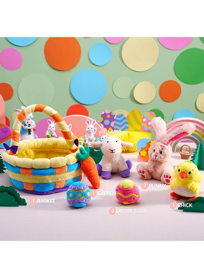 JOYIN 7 Pcs Easter Basket Plushies playset Easter Basket Stuffers Toys for Easter Party Favors Plush Easter Basket for Kids of All Ages - Image 2
