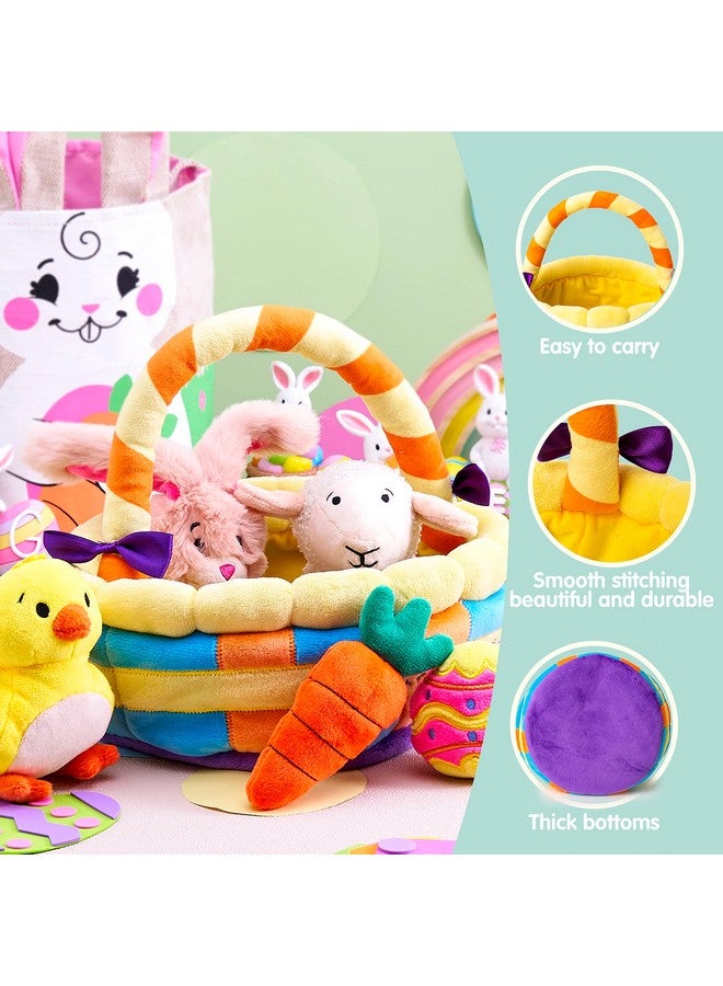 JOYIN 7 Pcs Easter Basket Plushies playset Easter Basket Stuffers Toys for Easter Party Favors Plush Easter Basket for Kids of All Ages - Image 3