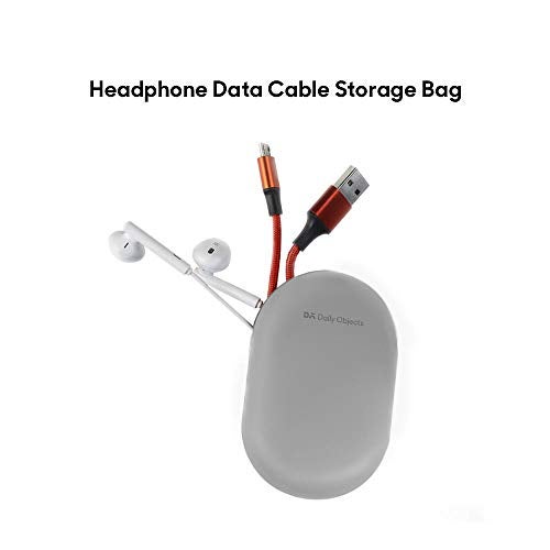 DailyObjects Oblong Earphones & Cable Pouch for Cables/Chords/Wires | Wire Winder, Earphones Holder, Mini Clip Organiser | Made of Non-deformable Silicone | for Office and Travel Purposes - Gray - Image 2