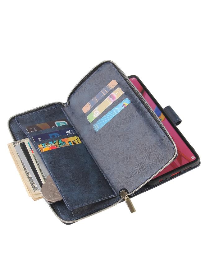 زبون جراب لهاتف Huawei P30، حقيبة محفظة بسحاب، جراب جلدي PU قلاب أفقي مع حامل و9 فتحات للبطاقات ومحفظة وحبل وإطار للصور - Image 5