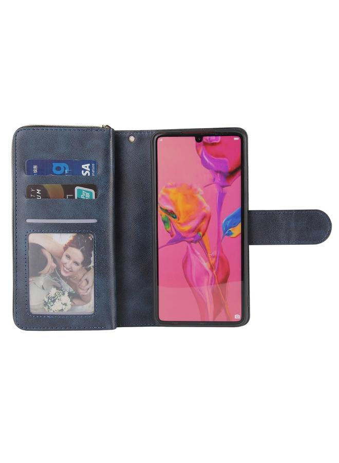 زبون جراب لهاتف Huawei P30، حقيبة محفظة بسحاب، جراب جلدي PU قلاب أفقي مع حامل و9 فتحات للبطاقات ومحفظة وحبل وإطار للصور - Image 4