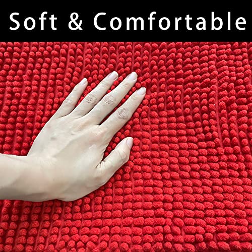 Eanpet Chenille Bath Mat Microfiber Floor Mat Baby Bath Mat for Kids Washable Bathroom Dry Fast Water Absorbent Shower Mat Area Rugs (19.2" x 31.1", Red) - Image 4