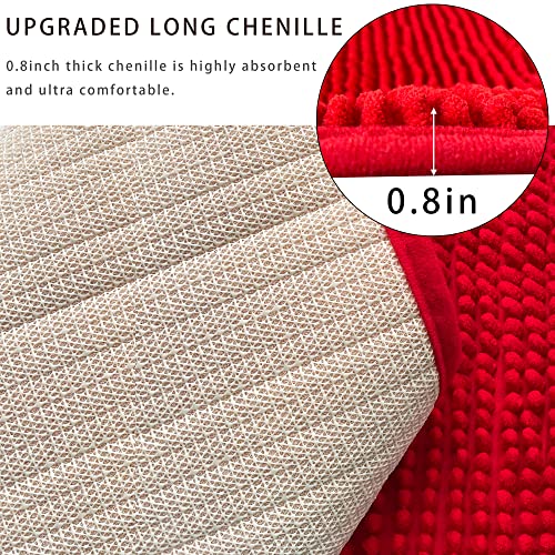 Eanpet Chenille Bath Mat Microfiber Floor Mat Baby Bath Mat for Kids Washable Bathroom Dry Fast Water Absorbent Shower Mat Area Rugs (19.2" x 31.1", Red) - Image 5