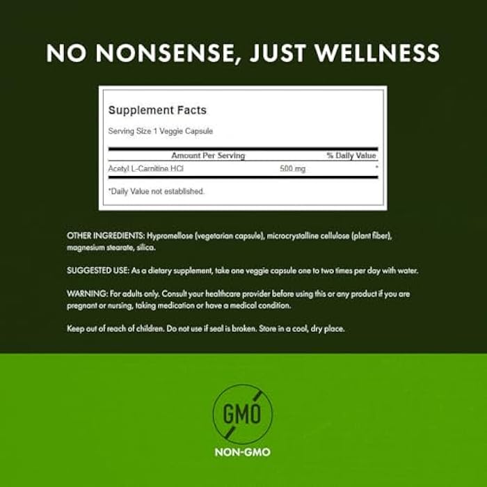 SWANSON Acetyl L-Carnitine 500 mg 100 Caps by Swanson Premium - Image 3