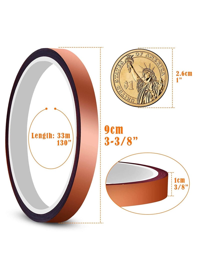 Heat Resistant High Temperature Tape 10MM x 33M 6 Rolls Heat Transfer Tape for Heat Press 3D Printing HTV T Shirt Fabric Sublimation on Coffee Mugs Crafts Masking Insulation Adhesive - Image 2