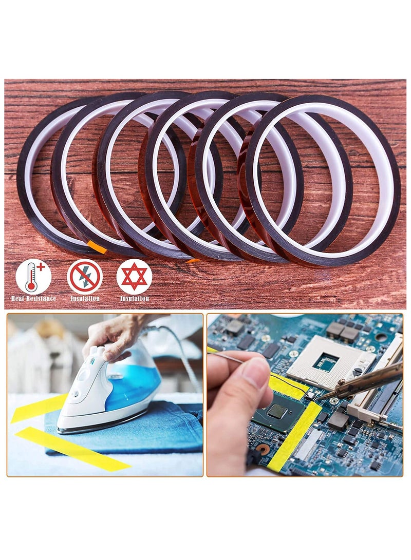 Heat Resistant High Temperature Tape 10MM x 33M 6 Rolls Heat Transfer Tape for Heat Press 3D Printing HTV T Shirt Fabric Sublimation on Coffee Mugs Crafts Masking Insulation Adhesive - Image 4