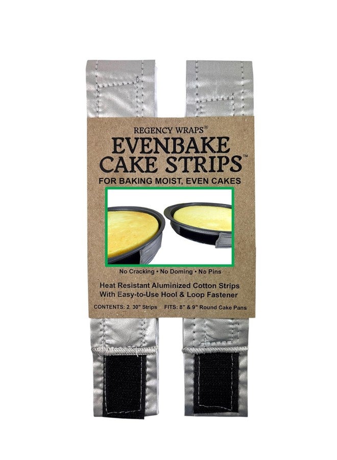 Regency Wraps EvenBake CakeStrips, Aluminized Cotton Band with Secure Velcro-like Closure to Create Moist, Even Layers, Pack of 2, Silver, 30", fit 8-9" cake pans - Image 1