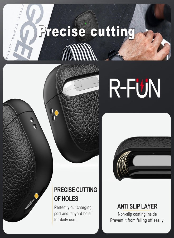 R-fun for Airpods 4 Generation Case, Soft TPU(leather-like) Design Drop Protection Cover for Men and Women with Lanyard and Cleaner Kit, Compatible with Apple Latest Airpods 4th Gen(USB-C)(2024)-Black - Image 3
