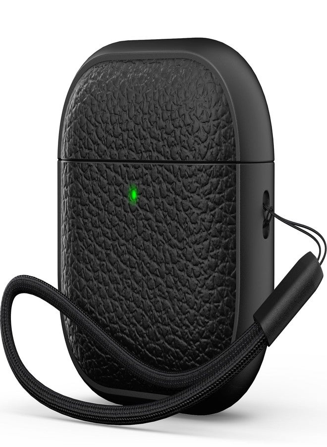 R-fun for Airpods 4 Generation Case, Soft TPU(leather-like) Design Drop Protection Cover for Men and Women with Lanyard and Cleaner Kit, Compatible with Apple Latest Airpods 4th Gen(USB-C)(2024)-Black - Image 1