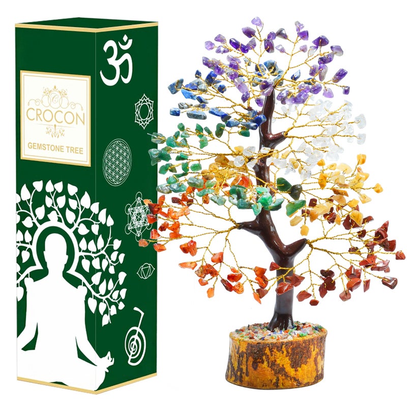 7 Chakra Tree of Life - Crystal Tree for Positive Energy, Attract Good Luck Mothers Day Feng Shui Money Bonsai - Gemstone Tree, Seven Chakra Healing Stones, Home Decoration Gift
