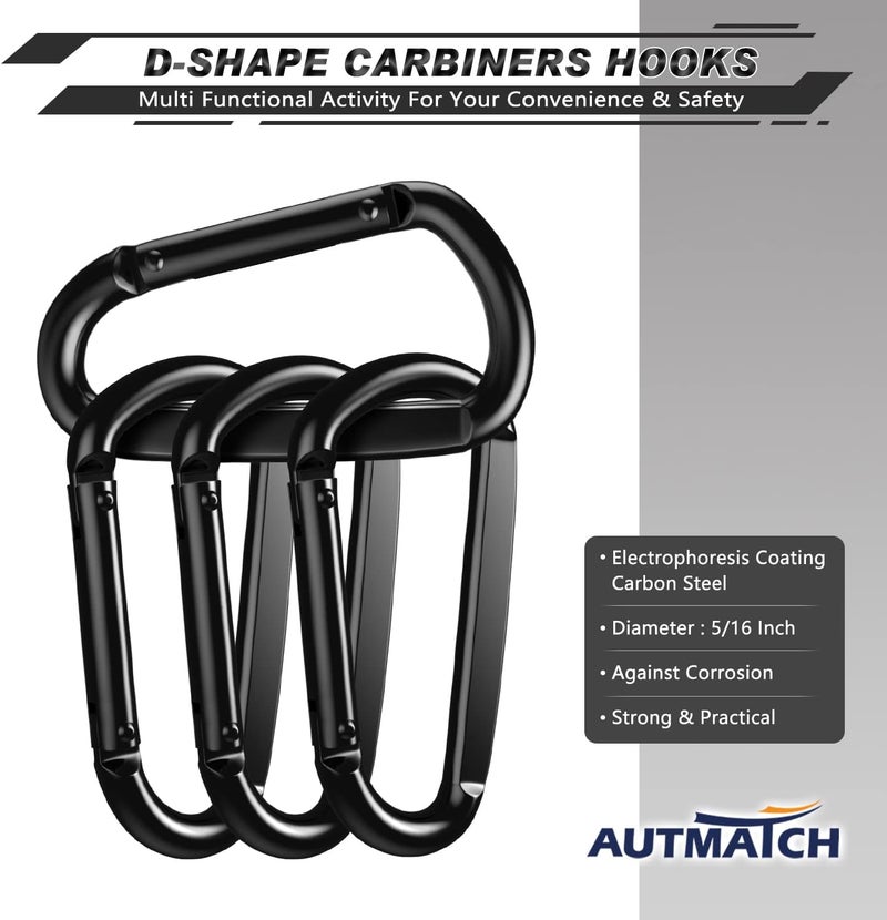 AUTMATCH Carabiner Clips, 3" Spring Snap Hook Caribeener Clips Buckle Heavy Duty Locking Carabiners Chain Quick Links, 4 Pack - Image 3