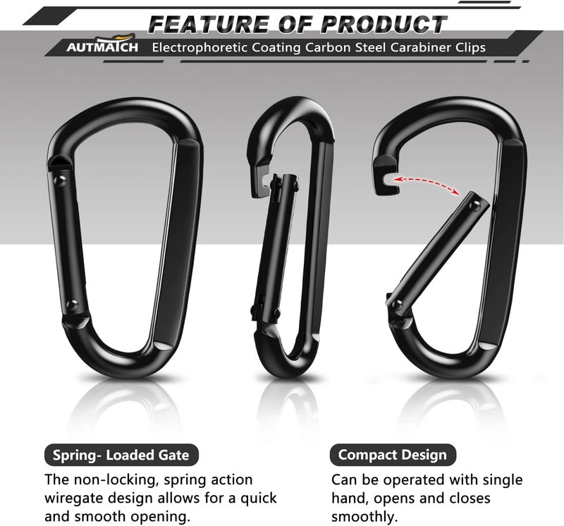 AUTMATCH Carabiner Clips, 3" Spring Snap Hook Caribeener Clips Buckle Heavy Duty Locking Carabiners Chain Quick Links, 4 Pack - Image 2