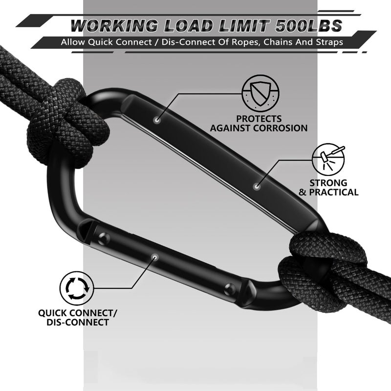 AUTMATCH Carabiner Clips, 3" Spring Snap Hook Caribeener Clips Buckle Heavy Duty Locking Carabiners Chain Quick Links, 4 Pack - Image 5
