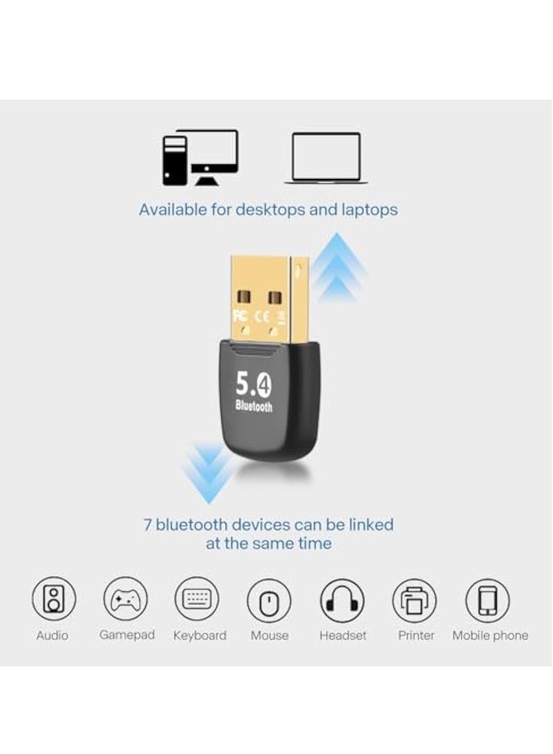KASTWAVE Bluetooth USB Adapter, Bluetooth Adapter 5.4 Dongle (BR+BLE+EDR), Free Diver, Taillight Design, Wireless Transfer for Mouse, Keyboard, Headphones, Speaker, Keyboard Mouse, Printer, Windows 11/10/8.1/7 - Image 3