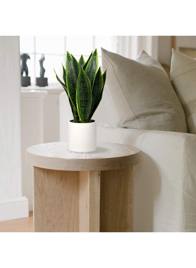 LATIFA  Fake Snake Plant 16" Faux Potted Plant Artificial Snake Plant with White Ceramic Pot Sansevieria Plant Perfect for House Modern Living Room Office Housewarming Gift Indoor Decor - Image 2