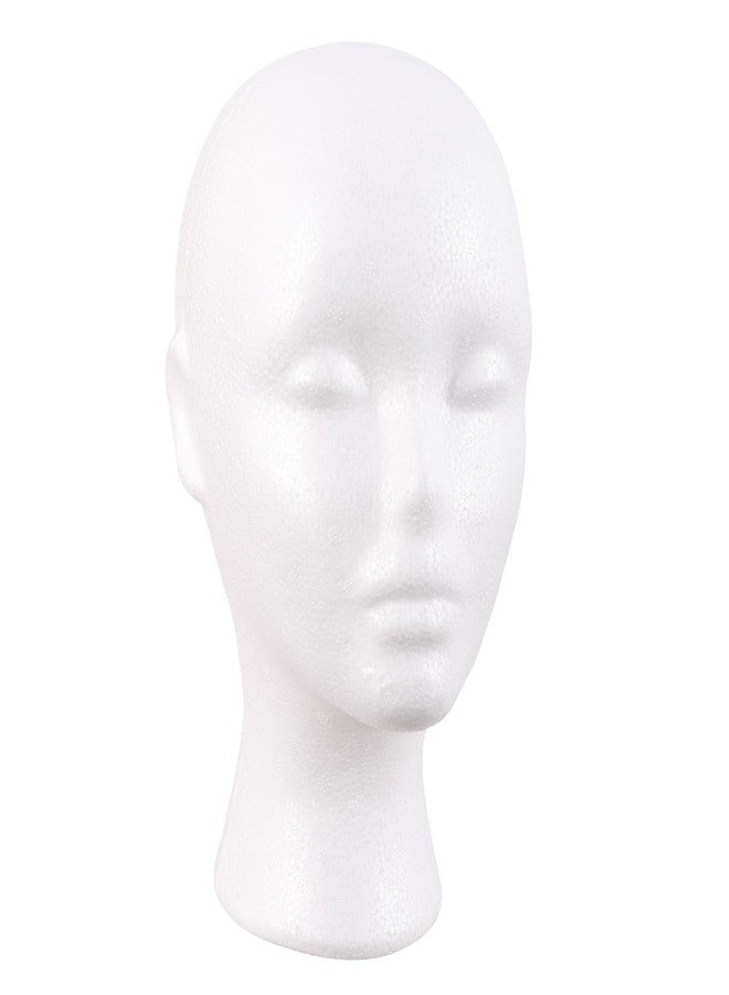 MapofBeauty Styrofoam Foam Mannequin Head Stand Wigs Display Styling Hat Storage Lightweight DIY Wig Head (White) - Image 1