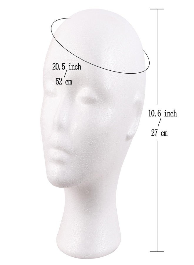 MapofBeauty Styrofoam Foam Mannequin Head Stand Wigs Display Styling Hat Storage Lightweight DIY Wig Head (White) - Image 4