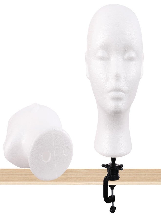 MapofBeauty Styrofoam Foam Mannequin Head Stand Wigs Display Styling Hat Storage Lightweight DIY Wig Head (White) - Image 3