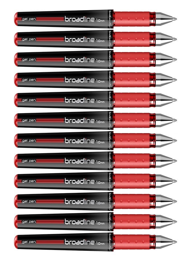 Scrikss Office Broadline 1.0mm Gel Pen - Fast Dry Gel Ink, Smooth Writing - Set of 12 Pens - Red - Image 1