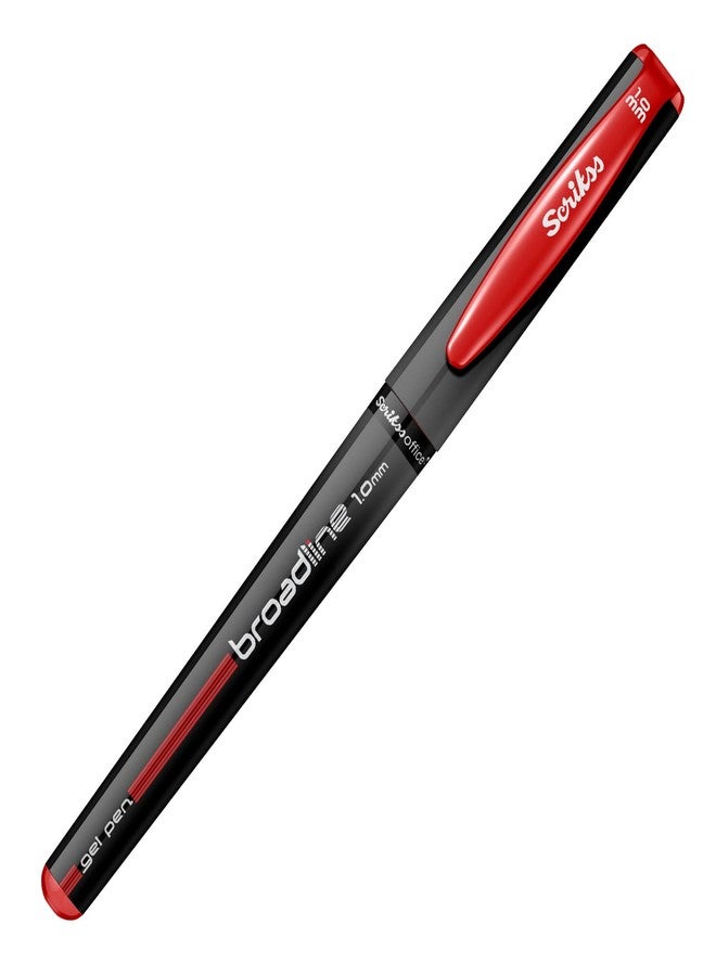 Scrikss Office Broadline 1.0mm Gel Pen - Fast Dry Gel Ink, Smooth Writing - Set of 12 Pens - Red - Image 5