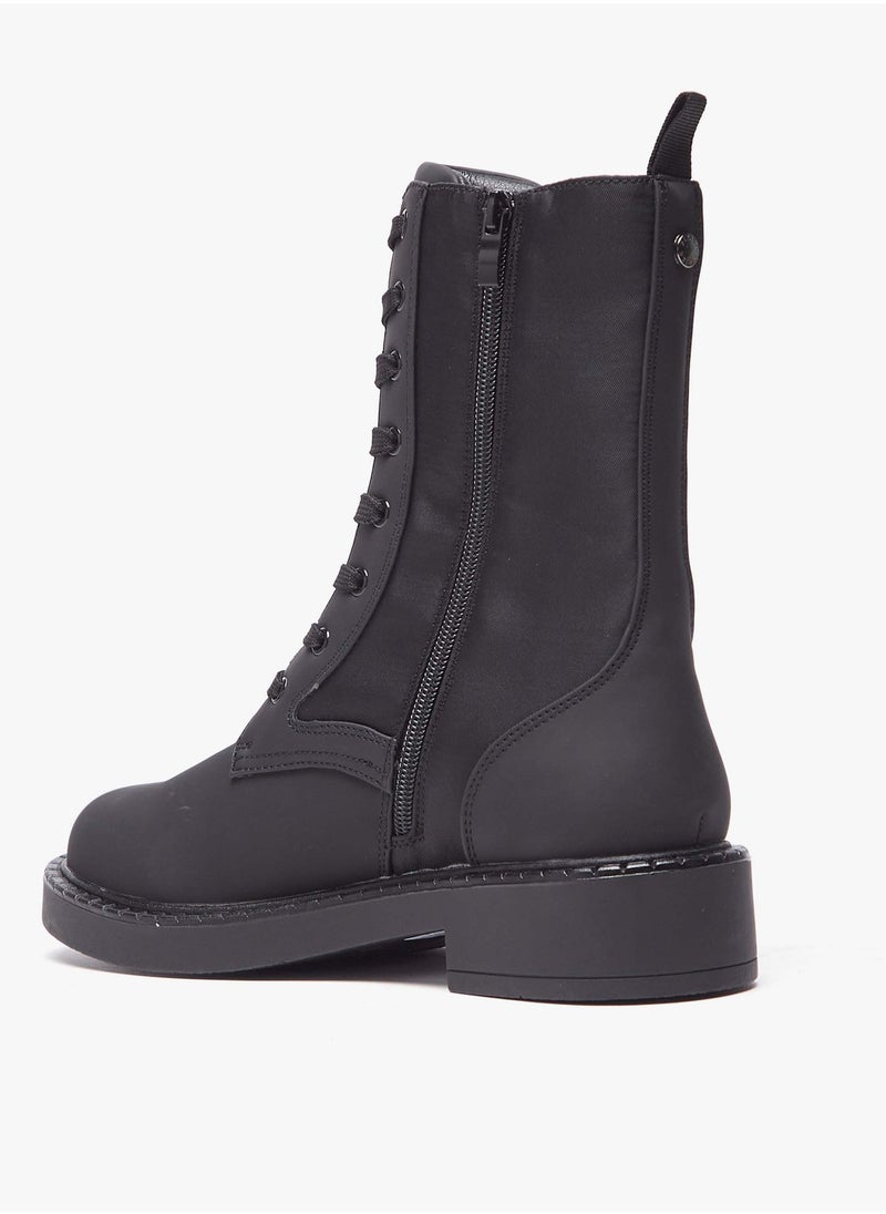Flora Bella By Shoexpress - Women Solid Boots with Zip Closure and Block Heels - Image 1