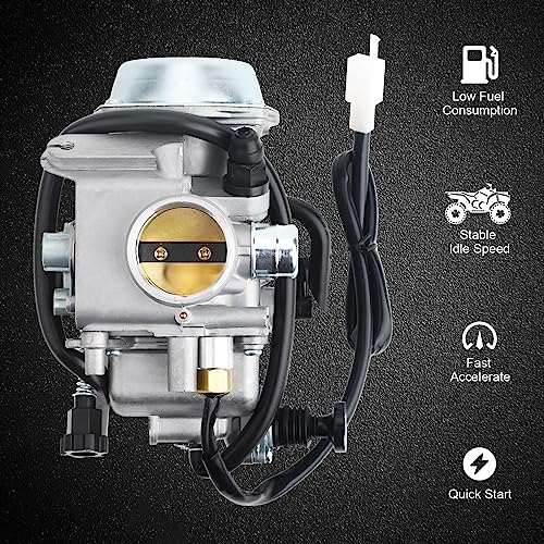 MINSTAR Rancher 350 Carburetor for Honda TRX350 00-06, TRX450 S/ES 98-04, FourTrax 300 1988-2000, Foreman 400 97-04,with Parts Air filter& Oil filter Spark Plug - Image 3