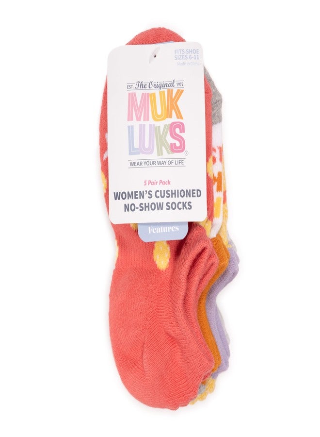 MUK LUKS مجموعة جوارب نسائية من MUK LUKS مكونة من 5 جوارب قصيرة غير ظاهرة للعبة بيكلبول، متعددة الألوان، مقاس واحد - Image 4